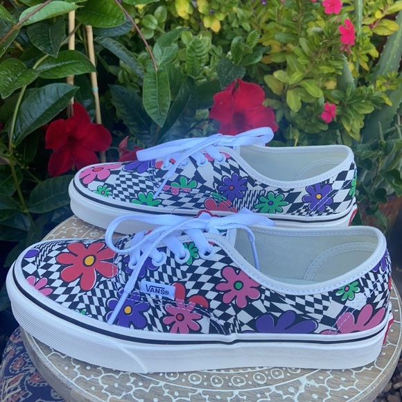 New Retro Vans Authentic 90’s Vintage Colorful FLOWER POWER Low Top Sneakers - Picture 16 of 16